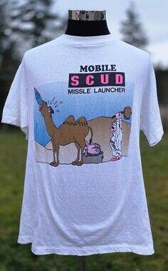 Vintage 90s Funny Mobile Scud Launcher Camel Balls T Shirt XL USA Iran Iraq War